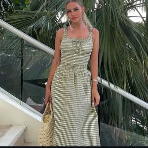 Green Gingham Crop Top and Skirt Set